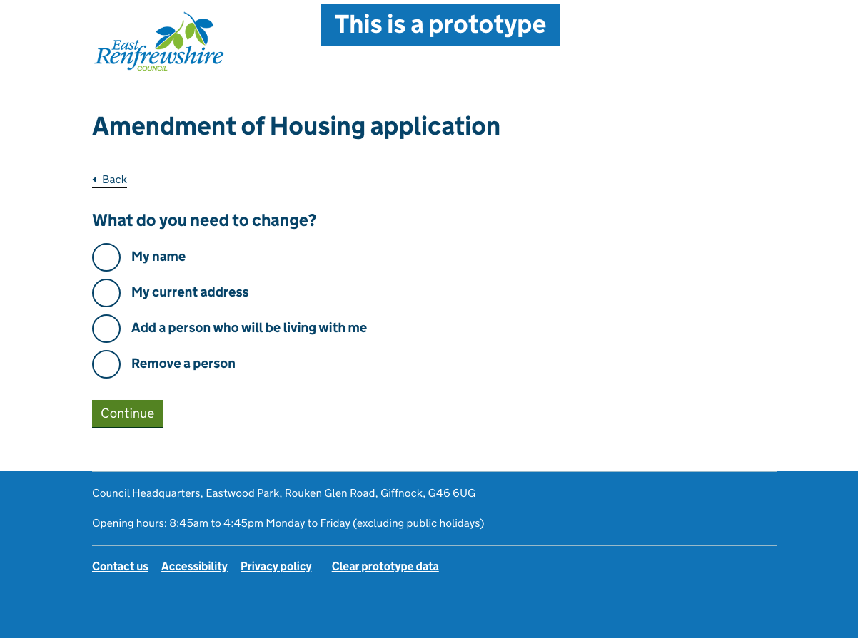 one page of the amendment form - desktop view. screenshot. Opens in a new tab